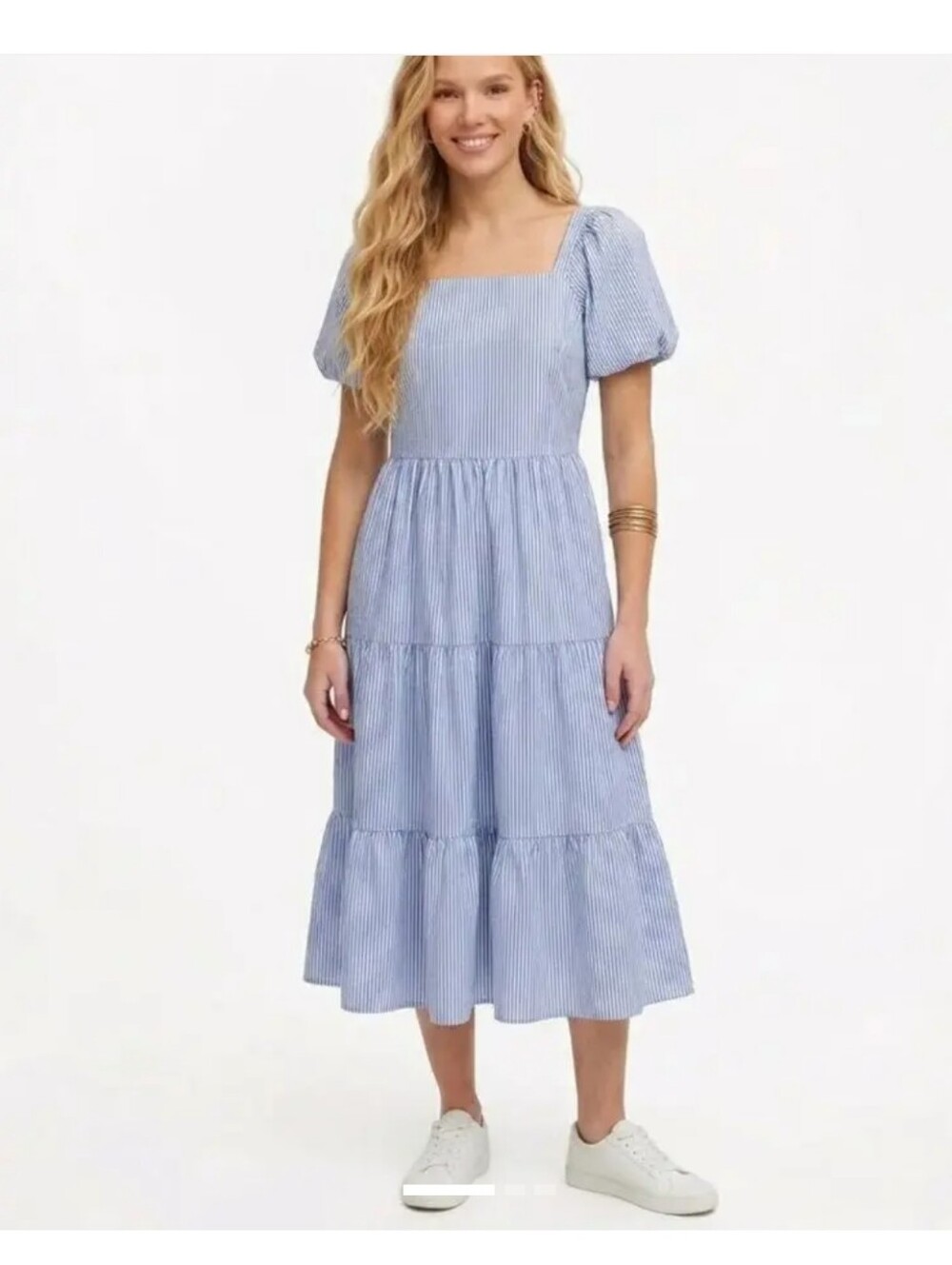 J. Crew Lightweight blue and white striped midi dress 12 Nwot